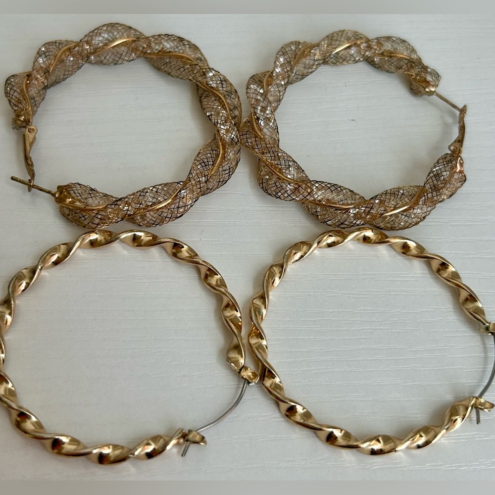 Gold and Silver Tone Hoop Earrings Bundle - Picture 5 of 6